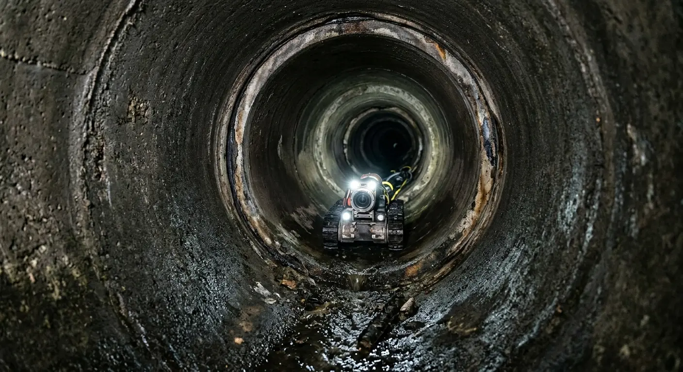 Robotic sewer camera inspecting pipe interior for Sewer Line Cleaning in Rantoul